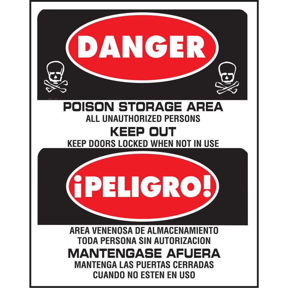 Danger Poison Storage Area Bilingual Sign 14.5" x 18.5" (5 pcs.) — Fastener Line