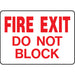 Fire Exit Do Not Block Sign 9.25" x 14" (1 pc.)