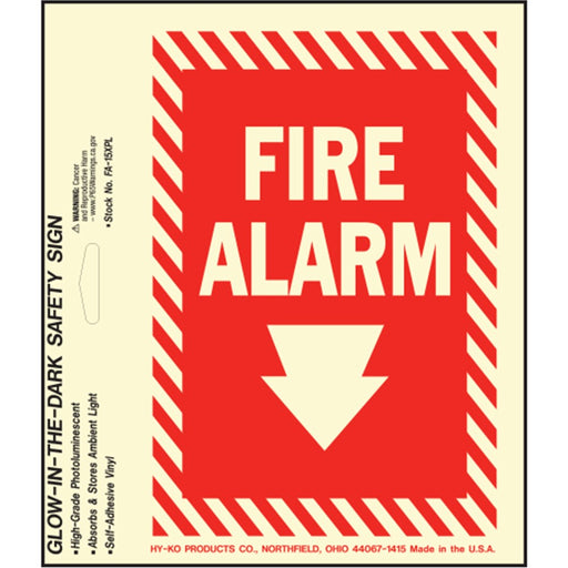 Fire Alarm Photoluminescent Sign 5" x 7" (10 pcs.)