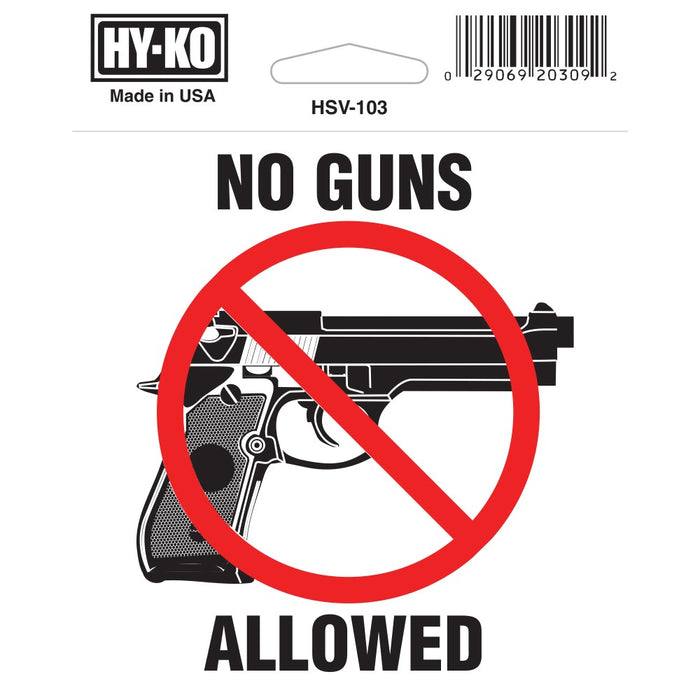 4X4" Self-Adhesive No Guns Allowed Sign 4" x 4" (10 pcs.)