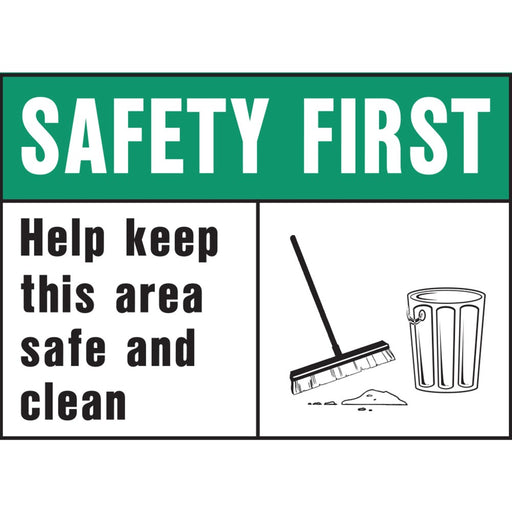 Safety First Keep Area Clean Sign 10" x 14" (5 pcs.)
