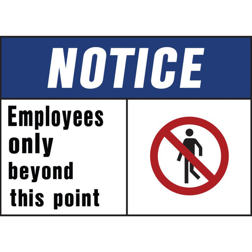 Notice Employees Only Beyond This Point Sign 10" x 14" (5 pcs.)