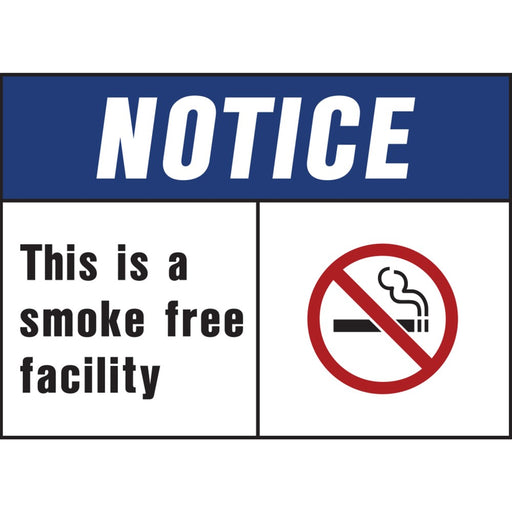 Notice Smoke Free Facility Sign 10" x 14" (5 pcs.)