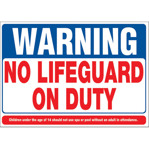 Warning No Lifeguard On Duty Sign 20" x 28" (5 pcs.)