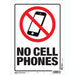 No Cell Phones Sign 8.5" x 12" (10 pcs.)