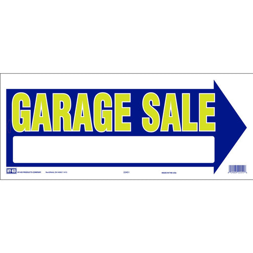 Garage Sale Arrow (Yellow Blue) Sign 8" x 18" (10 pcs.)