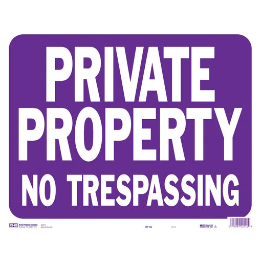 Private Prop No Tres Purple Sign 14.5" x 18.5" (5 pcs.)