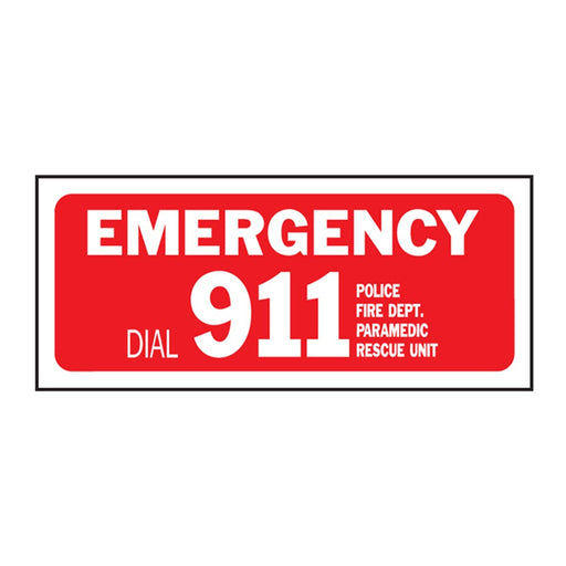 Emergency Dial 911 Sign 6" x 14" (5 pcs.)