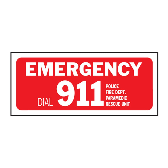 Emergency Dial 911 Sign 6" x 14" (5 pcs.)