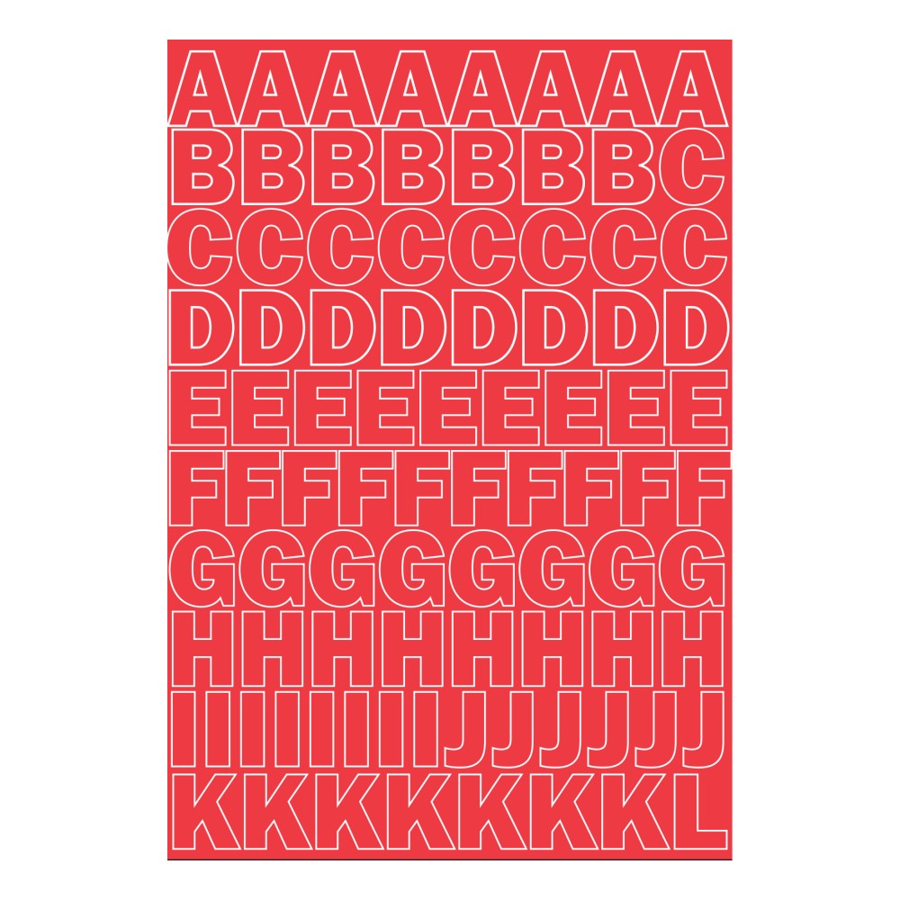 1" Vinyl Red Numbers & Letters (10 pcs.)