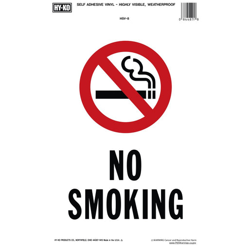 No Smoking Sign 6.75" x 10" (10 pcs.)