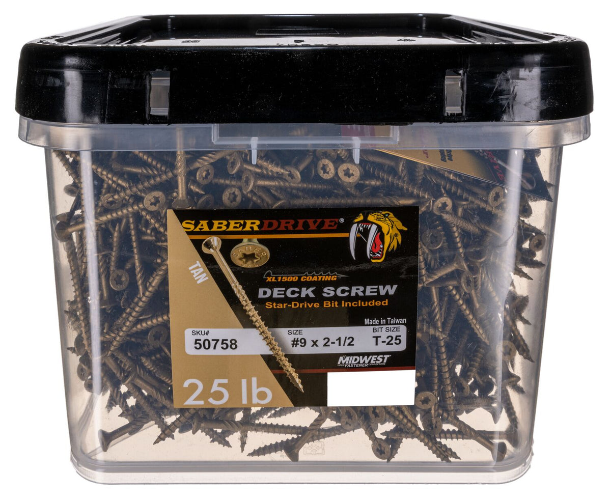 SaberDrive® Star Drive Construction Tan Deck Screws