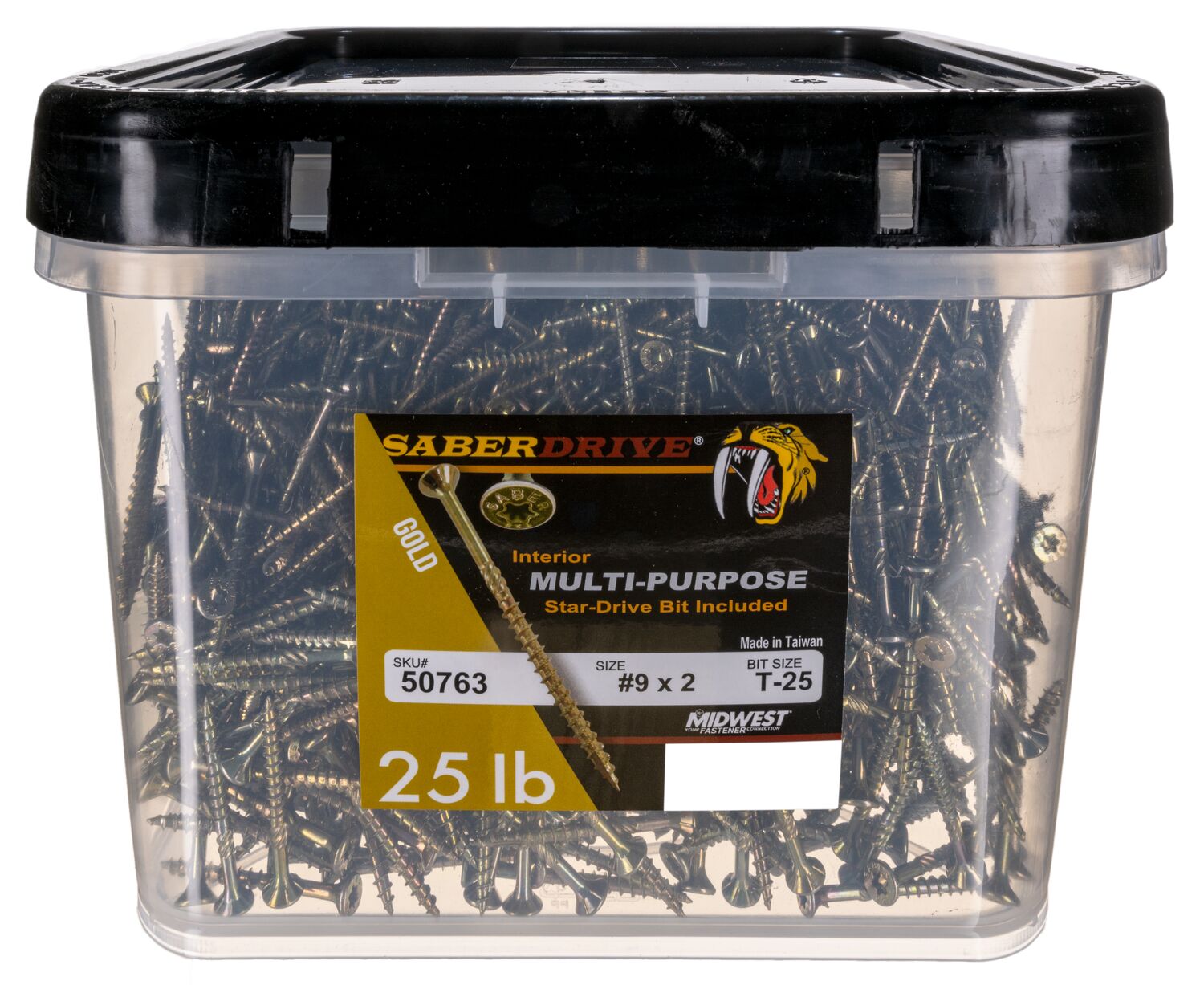 SaberDrive® T-25 Star Drive Gold Multi-Purpose Screws