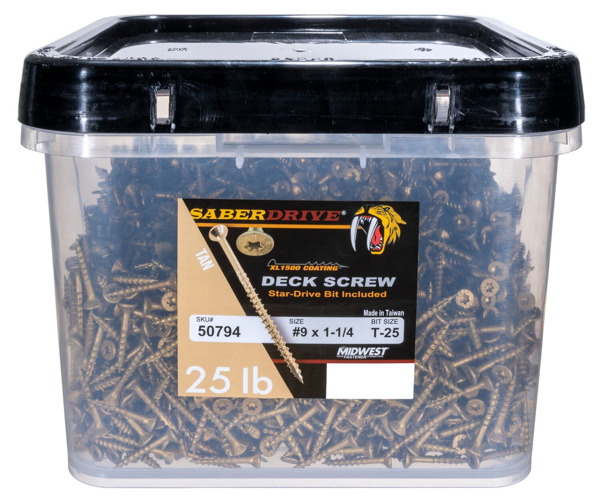 SaberDrive® Star Drive Construction Tan Deck Screws