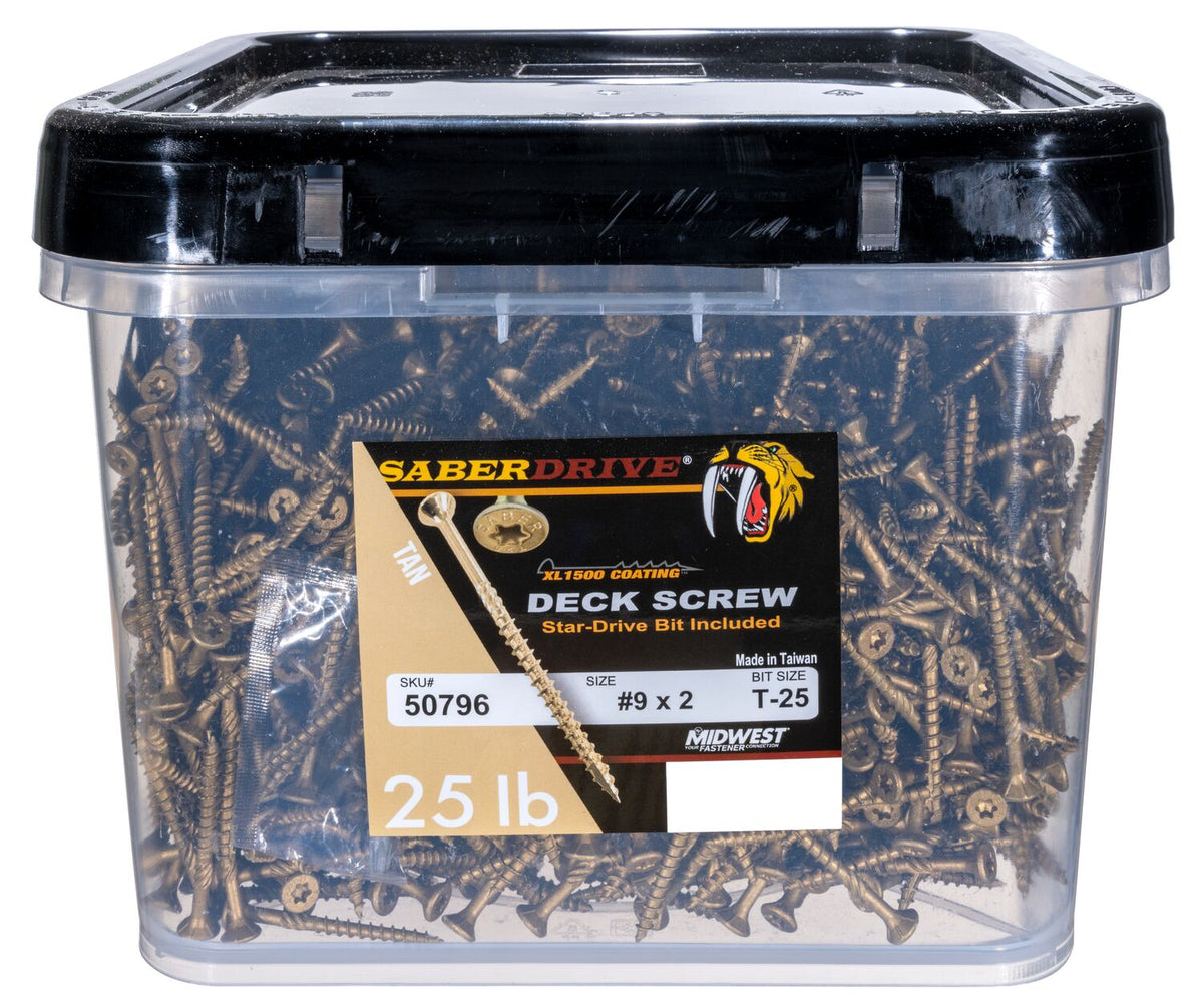 SaberDrive® Star Drive Construction Tan Deck Screws