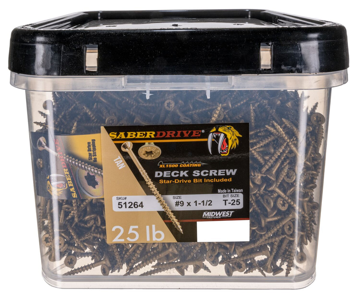 SaberDrive® Star Drive Construction Tan Deck Screws
