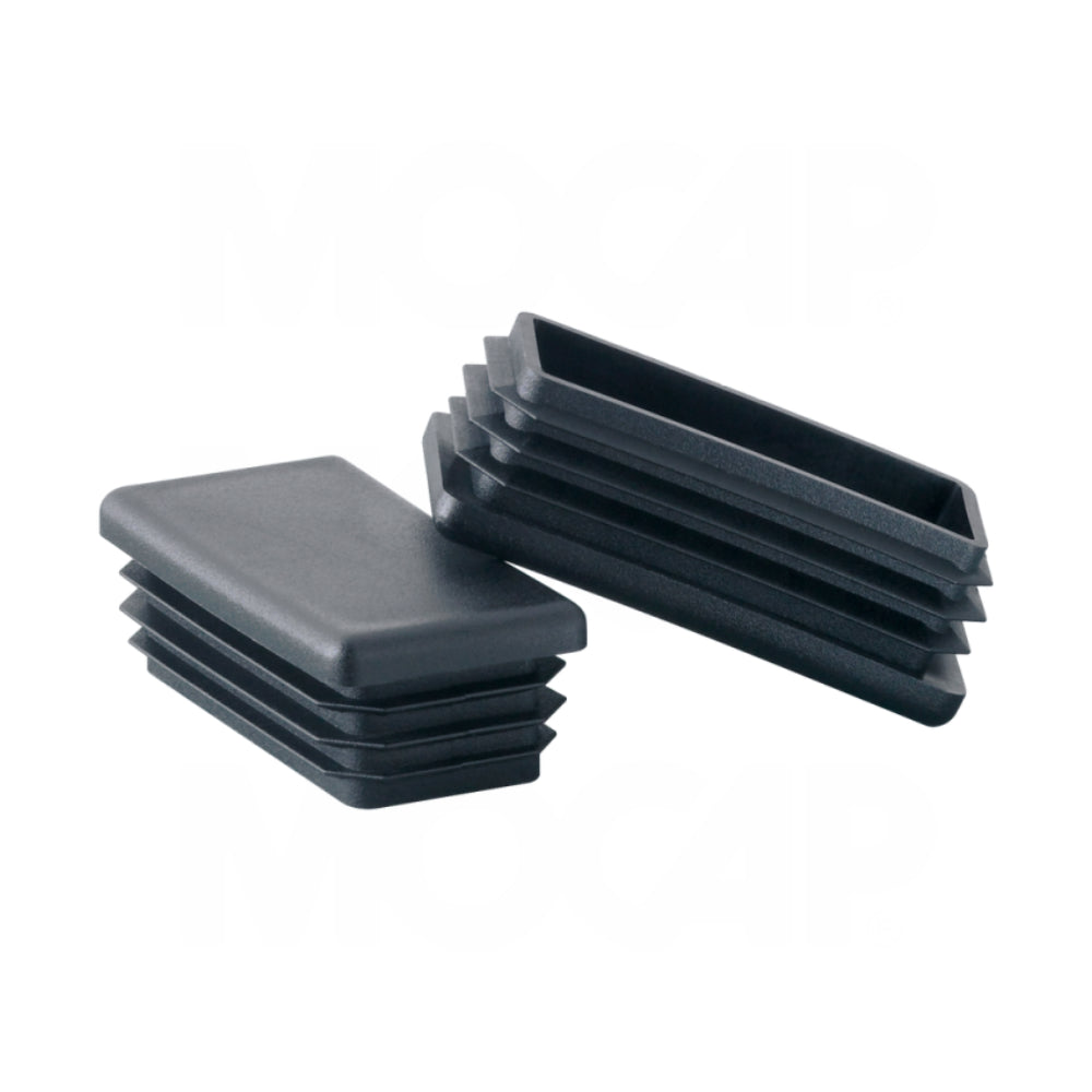 MOCAP Plastic End Cap Tube Plugs for 1" X 2" OD Rectangular Tube - Black