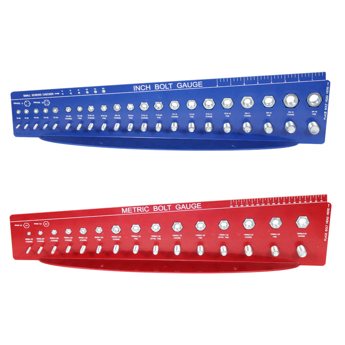 28 Nut And Bolt Thread Checker With14 Standard & 14 Metric Red Nut Bolt Screw