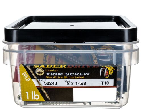 8 x 1-5/8" SaberDrive® Star Drive Yellow Zinc Trim Screws 1 lb. Tub (222 pcs.)