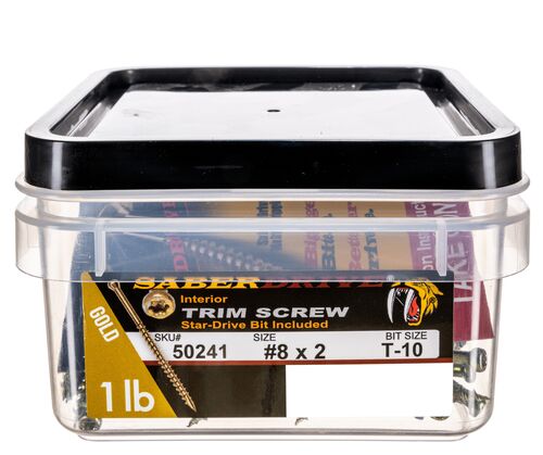 8 x 2" Star Drive Gold Trim Saberdrive Screws 1 lb. Tub (169 pcs.)