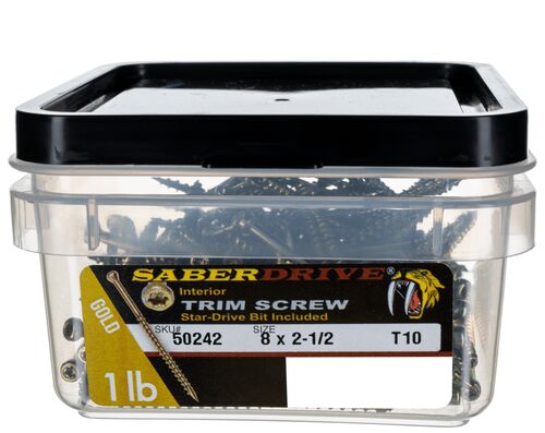 #8 x 2-1/2" SaberDrive® Star Drive Gold Zinc Trim Screws 1 lb. Tub (143 pcs.)