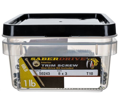 8 x 3" Star Drive Gold Trim Saberdrive Screws 1 lb. Tub (91 pcs.)