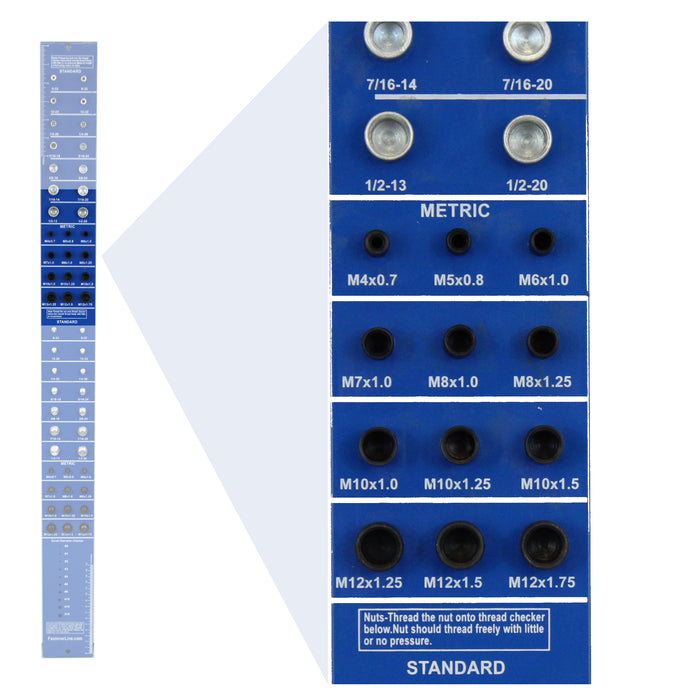 Blue Vertical SAE and Metric Bolt Gauge Thread Checker — Fastener Line
