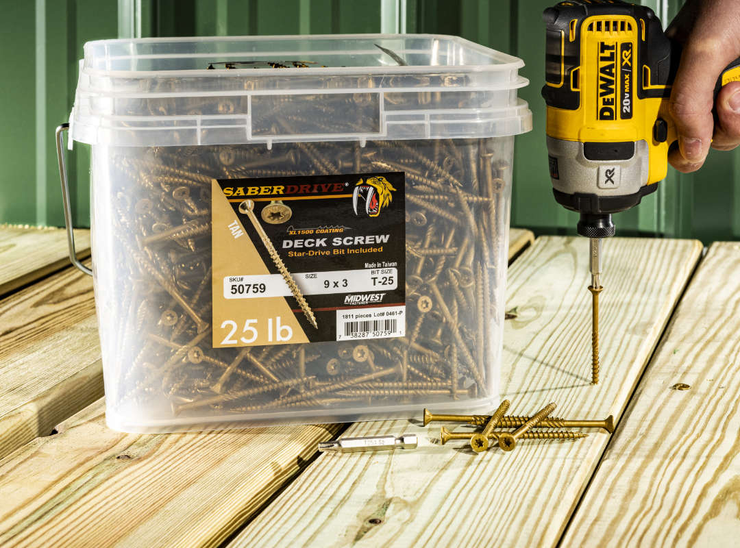 SaberDrive® TAN XL1500 Coated T-25 Star Drive Exterior Deck Screws